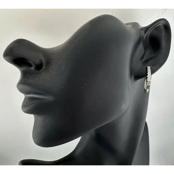 1/5 Carat Diamond Hoop Earrings - Picture 4 of 11